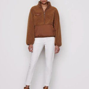 FRAME Faux Fur & Faux Leather Pullover Medium